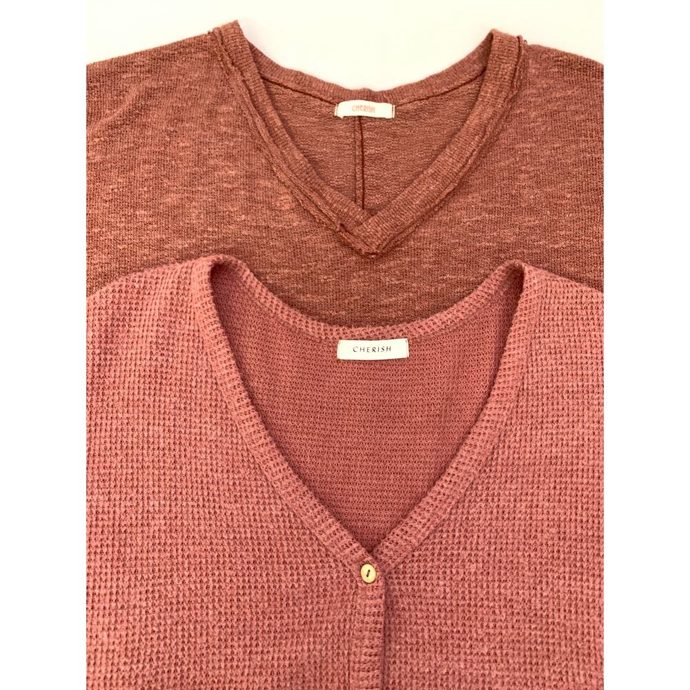 Bundle 2 - Cherish Womens Tops Sz Small Mauve Pink Tones Long Sleeves Oversized
